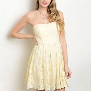 *Clearance* Soieblu Yellow Strapless Lace Dress